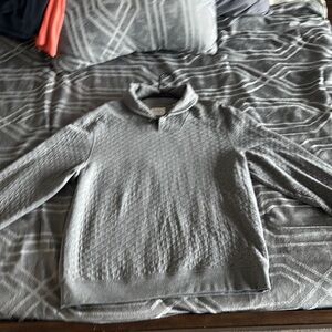 Billy Reid Silver Turtleneck Sweater with Textured Knit and Long Sleeves